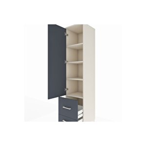 Hyperion Dolap 4 Raflı 2 Çekmeceli Tek Kapaklı 44x44x195 Aytaşı-antrasit