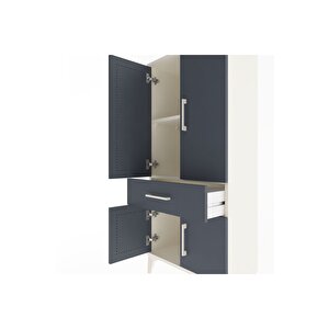 Arges Dolap 2 Raflı Tek Çekmeceli 4 Kapaklı 60x30x134 Aytaşı-antrasit