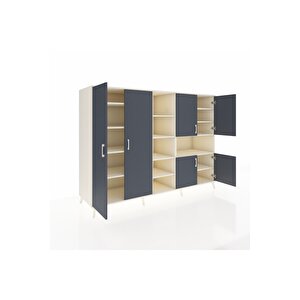 Kronos Dolap 13 Raflı 6 Kapaklı 220x59x163 Aytaşı-antrasit/aytaşı