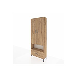 Arges Dolap 4 Raflı Tek Çekmeceli 2 Kapaklı 88x30x221 Çam-çam