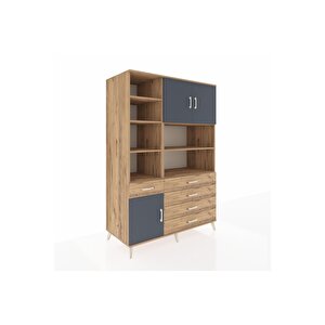 Kronos Dolap 9 Raflı 5 Çekmeceli 3 Kapaklı 132x59x195 Çam-antrasit/çam