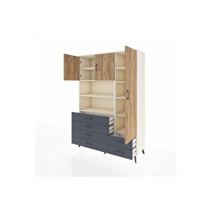 Hyperion Dolap 9 Raflı 6 Çekmeceli 3 Kapaklı 132x44x195 Aytaşı-çam/antrasit