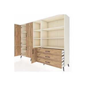 Hyperion Dolap 11 Raflı 3 Çekmeceli 5 Kapaklı 220x44x163 Aytaşı-çam