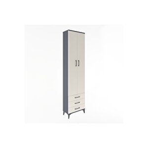 Arges Dolap 5 Raflı 3 Çekmeceli 2 Kapaklı 60x30x243 Antrasit-aytaşı