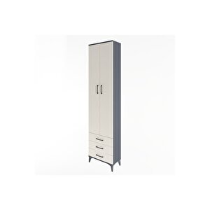 Arges Dolap 5 Raflı 3 Çekmeceli 2 Kapaklı 60x30x243 Antrasit-aytaşı