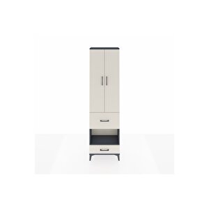 Arges Dolap 4 Raflı 2 Çekmeceli 2 Kapaklı 60x30x221 Antrasit-aytaşı