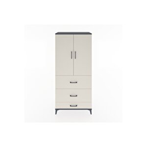 Hyperion Dolap 3 Raflı 3 Çekmeceli 2 Kapaklı 88x44x195 Antrasit-aytaşı