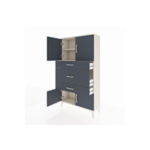Arges Dolap 2 Raflı 3 Çekmeceli 4 Kapaklı 88x30x163 Aytaşı-antrasit