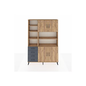 Arges Dolap 9 Raflı 4 Çekmeceli 4 Kapaklı 132x30x195 Çam-çam/antrasit