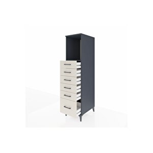 Kronos Dolap Tek Raflı 6 Çekmeceli 44x59x182 Antrasit-aytaşı