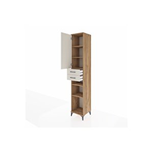 Hyperion Dolap 5 Raflı 2 Çekmeceli Tek Kapaklı 44x44x243 Çam-aytaşı