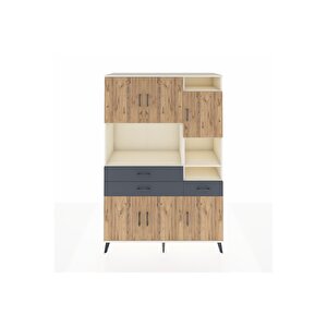 Hyperion Dolap 10 Raflı 3 Çekmeceli 6 Kapaklı 132x44x195 Aytaşı-çam/antrasit