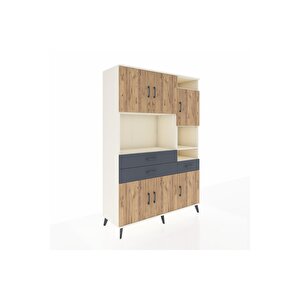 Hyperion Dolap 10 Raflı 3 Çekmeceli 6 Kapaklı 132x44x195 Aytaşı-çam/antrasit