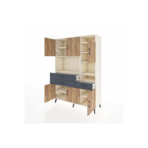 Hyperion Dolap 10 Raflı 3 Çekmeceli 6 Kapaklı 132x44x195 Aytaşı-çam/antrasit