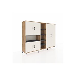 Hyperion Dolap 13 Raflı 6 Kapaklı 220x44x163 Çam-aytaşı/antrasit