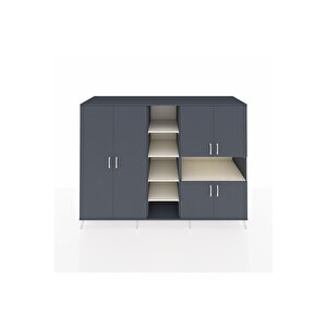 Kronos Dolap 13 Raflı 6 Kapaklı 220x59x163 Antrasit-antrasit/aytaşı