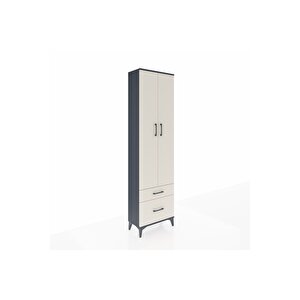 Arges Dolap 4 Raflı 2 Çekmeceli 2 Kapaklı 60x30x221 Antrasit-aytaşı