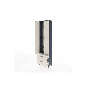 Arges Dolap 4 Raflı 2 Çekmeceli 2 Kapaklı 60x30x221 Antrasit-aytaşı