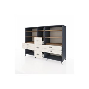 Kronos Dolap 8 Raflı 7 Çekmeceli  220x59x163 Antrasit-çam/aytaşı