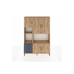 Arges Dolap 9 Raflı 3 Çekmeceli 5 Kapaklı 132x30x195 Çam-çam/antrasit