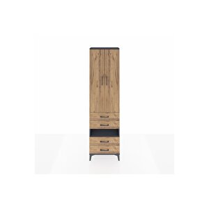 Arges Dolap 4 Raflı 4 Çekmeceli 2 Kapaklı 60x30x221 Antrasit-çam