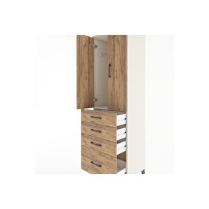 Hyperion Dolap Tek Raflı 4 Çekmeceli Tek Askılı 60x44x195 Aytaşı-çam