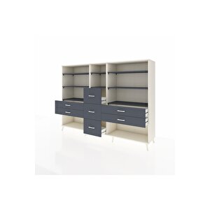 Hyperion Dolap 8 Raflı 7 Çekmeceli  220x44x163 Aytaşı-antrasit
