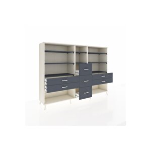 Hyperion Dolap 8 Raflı 7 Çekmeceli  220x44x163 Aytaşı-antrasit