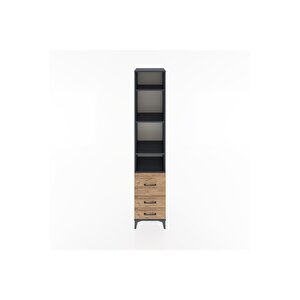 Hyperion Dolap 4 Raflı 3 Çekmeceli 44x44x221 Antrasit-çam