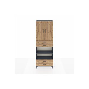 Arges Dolap 5 Raflı 4 Çekmeceli 2 Kapaklı 88x30x243 Antrasit-çam