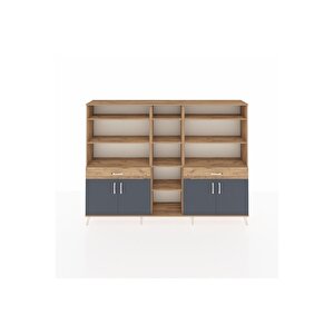 Arges Dolap 12 Raflı 2 Çekmeceli 4 Kapaklı 220x30x163 Çam-antrasit/çam