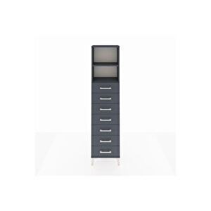 Arges Dolap 2 Raflı 7 Çekmeceli 44x30x182 Antrasit-antrasit