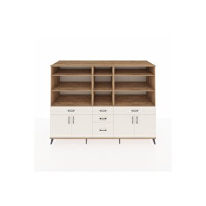 Kronos Dolap 11 Raflı 5 Çekmeceli 4 Kapaklı 220x59x163 Çam-aytaşı
