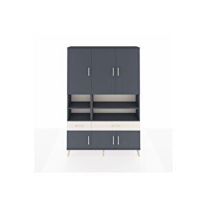 Arges Dolap 8 Raflı 2 Çekmeceli 6 Kapaklı 132x30x195 Antrasit-antrasit/aytaşı