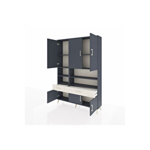 Arges Dolap 8 Raflı 2 Çekmeceli 6 Kapaklı 132x30x195 Antrasit-antrasit/aytaşı