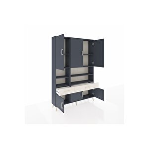 Arges Dolap 8 Raflı 2 Çekmeceli 6 Kapaklı 132x30x195 Antrasit-antrasit/aytaşı