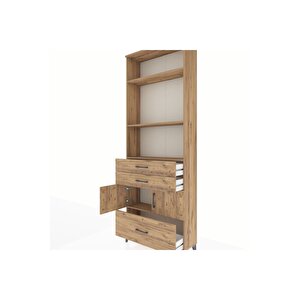 Arges Dolap 4 Raflı 3 Çekmeceli 2 Kapaklı 88x30x243 Çam-çam