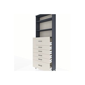 Arges Dolap 3 Raflı 6 Çekmeceli 88x30x243 Antrasit-aytaşı