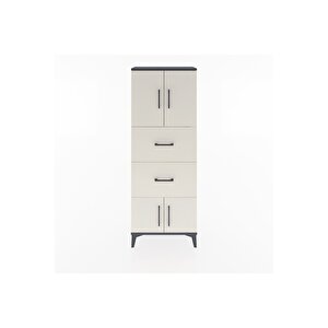 Arges Dolap 2 Raflı 2 Çekmeceli 4 Kapaklı 60x30x163 Antrasit-aytaşı