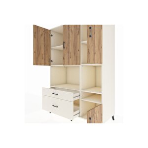 Kronos Dolap 7 Raflı 2 Çekmeceli 4 Kapaklı 132x59x195 Aytaşı-çam/aytaşı