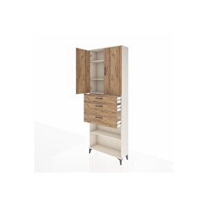 Arges Dolap 4 Raflı 3 Çekmeceli 2 Kapaklı 88x30x243 Aytaşı-çam