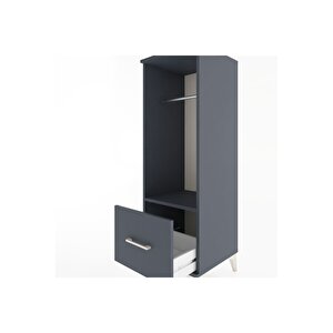 Hyperion Dolap Tek Raflı Tek Çekmeceli Tek Askılı 44x44x134 Antrasit-antrasit