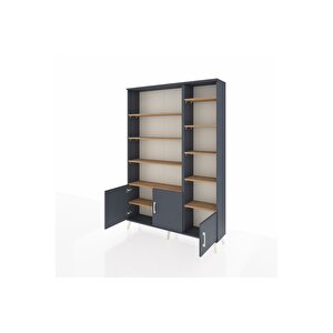 Arges Dolap 10 Raflı 3 Kapaklı 132x30x195 Antrasit-antrasit/çam