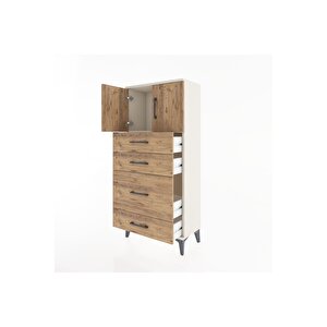 Hyperion Dolap Tek Raflı 4 Çekmeceli 2 Kapaklı 60x44x134 Aytaşı-çam