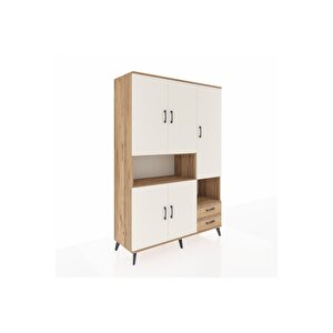 Hyperion Dolap 10 Raflı 2 Çekmeceli 5 Kapaklı 132x44x195 Çam-aytaşı/çam