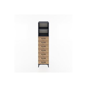 Hyperion Dolap 2 Raflı 7 Çekmeceli 44x44x182 Antrasit-çam