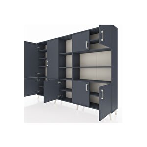 Arges Dolap 14 Raflı 9 Kapaklı 220x30x163 Antrasit-antrasit