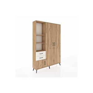 Arges Dolap 5 Raflı 2 Çekmeceli Tek Askılı 132x30x195 Çam-çam/aytaşı
