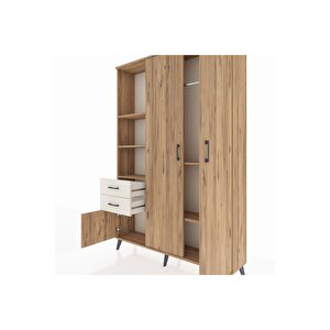 Arges Dolap 5 Raflı 2 Çekmeceli Tek Askılı 132x30x195 Çam-çam/aytaşı