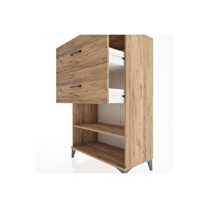 Hyperion Dolap Tek Raflı 2 Çekmeceli 88x44x134 Çam-çam